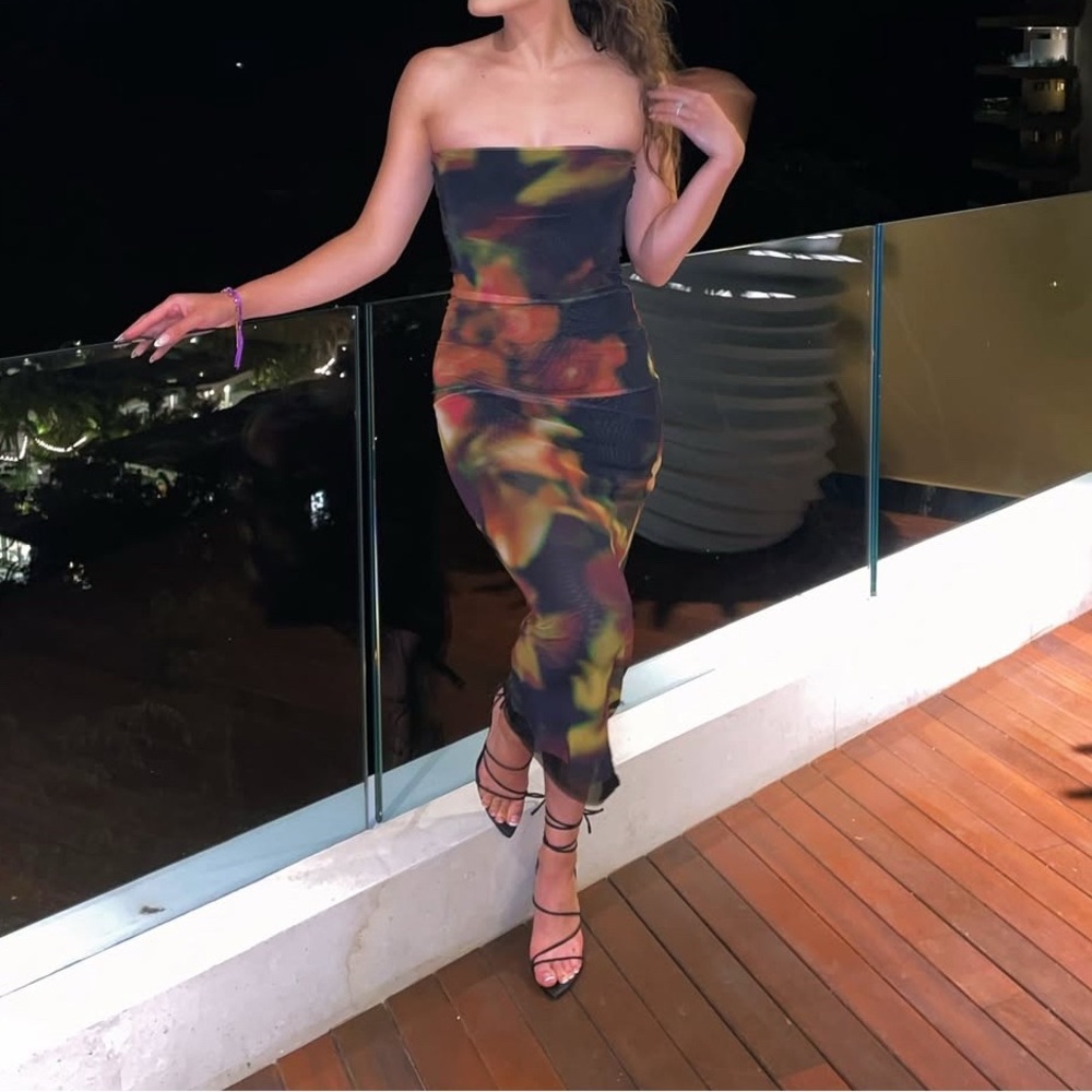 Zara Multicolor Strapless Dress